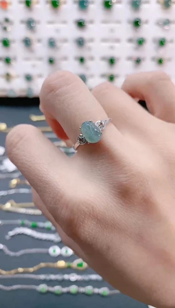 【闪购商品】翡翠戒指银S925镶嵌天然翡翠