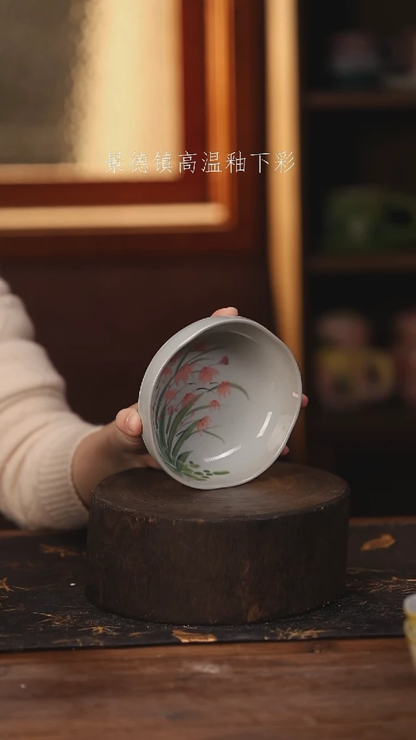 陶瓷景德镇高温釉下手绘陶瓷@L583@