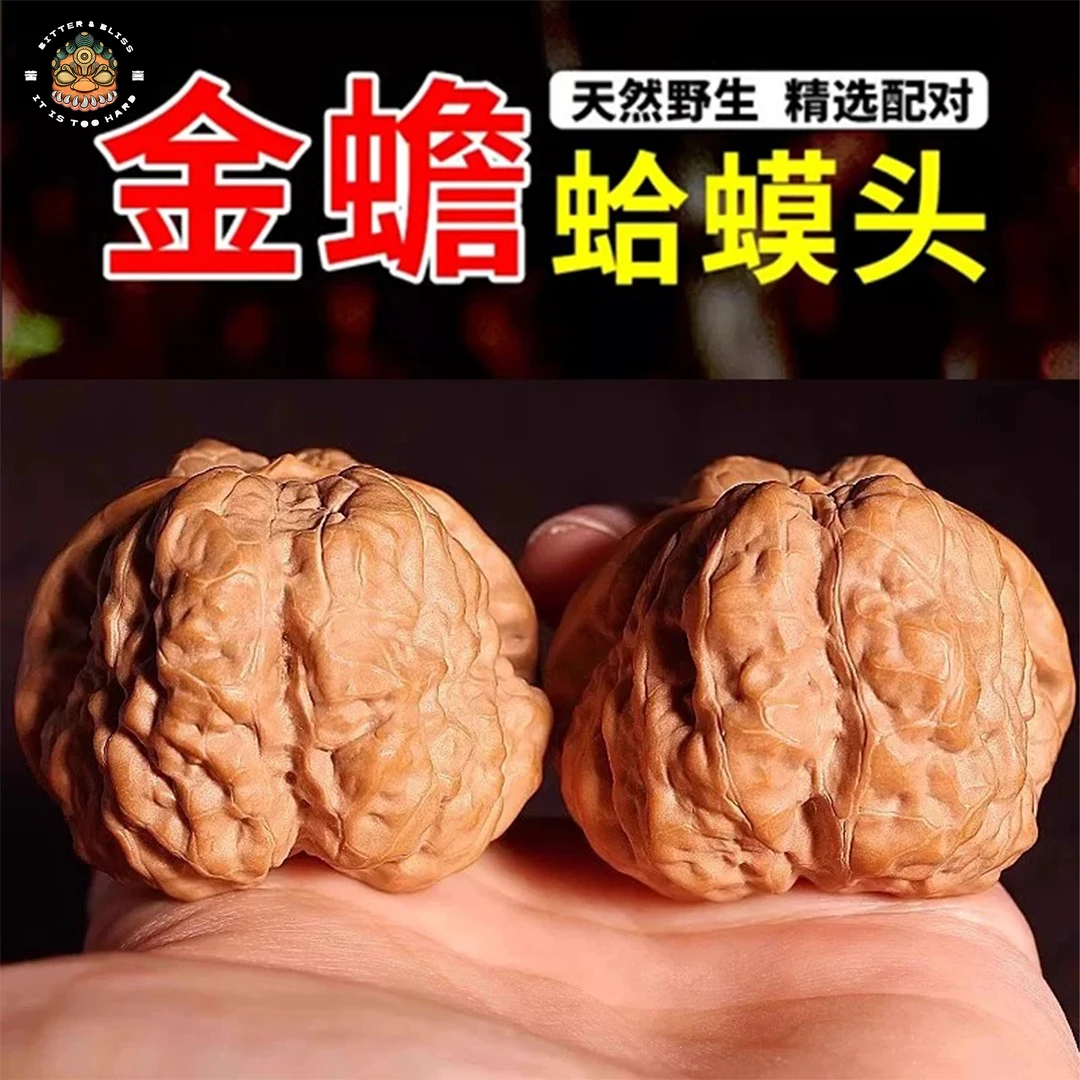文玩核桃金蟾蛤蟆头手把件约36-42mm