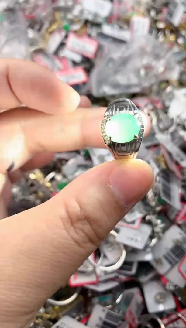 银S925镶嵌戒指翡翠666   6