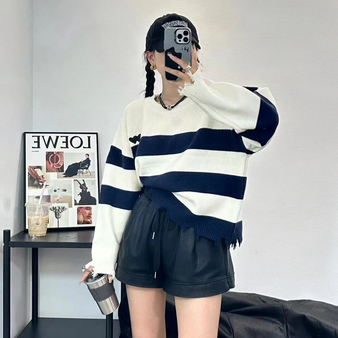 9013 女士条纹洋气小衫 F80