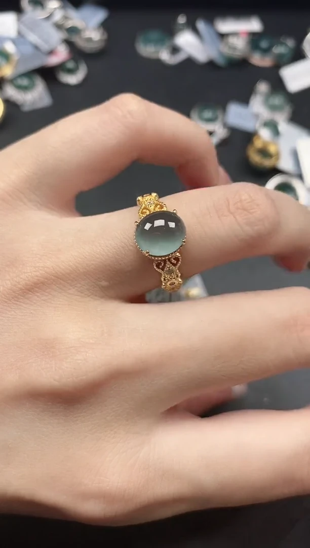 翡翠戒指银S925镶嵌51151