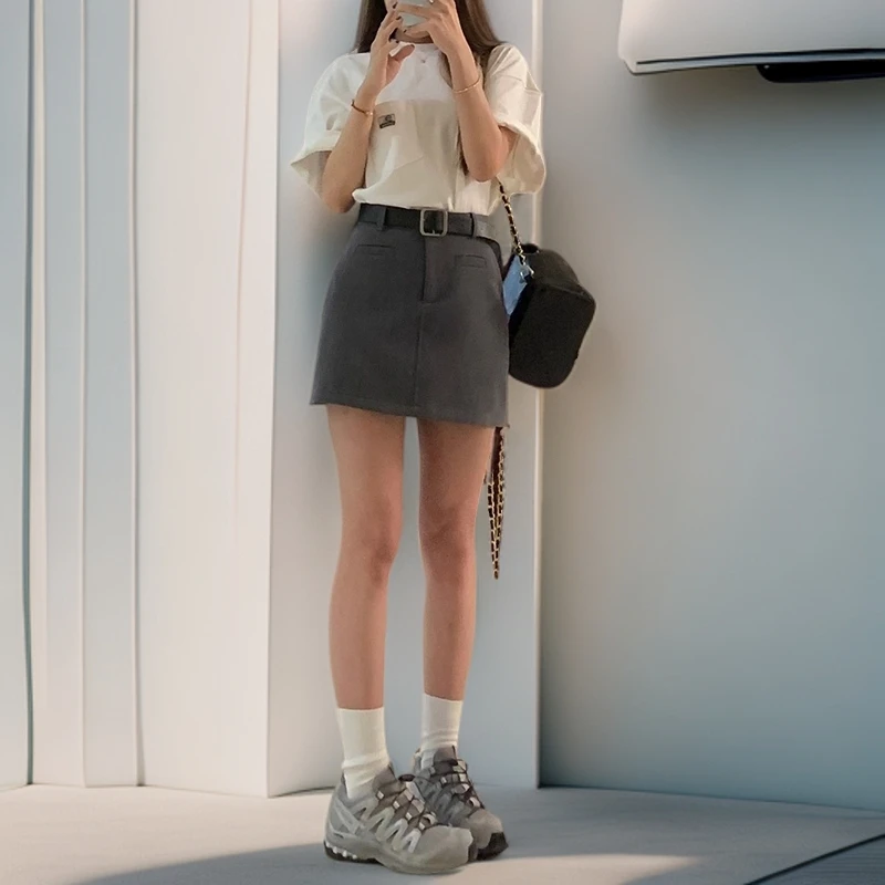 显瘦高腰常规O型短裙X型H半身裙A字复古包臀裙小个子