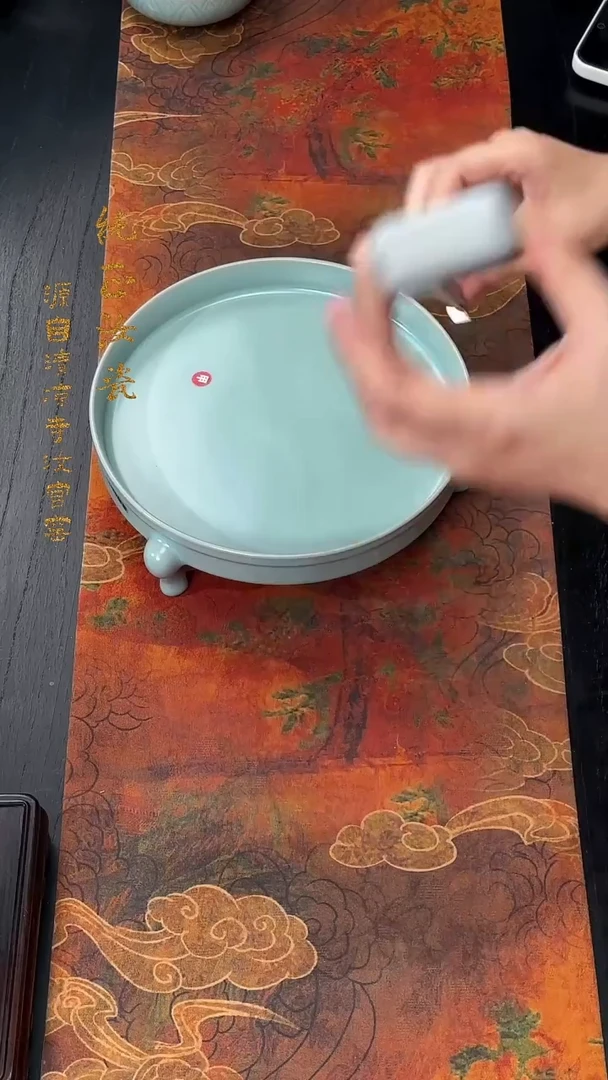 摆件微瑕清凉寺原矿釉三足樽承盘（大）0309