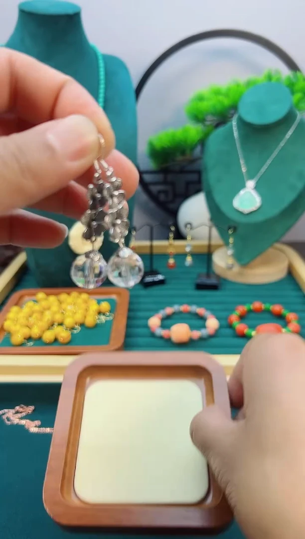 水晶耳饰银S925镶嵌E09