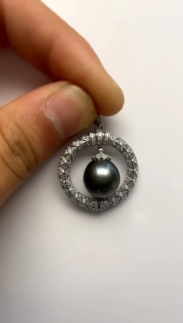 颈饰银S925镶嵌海水珍珠11-12