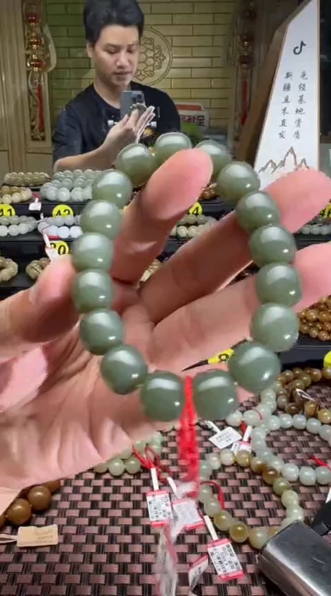 手串未镶嵌和田玉塔县皮勒青老型珠手串卡11*12