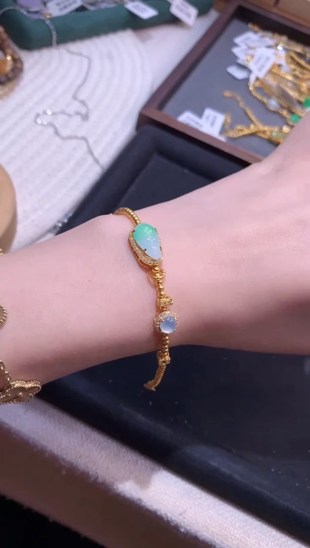 吊坠(不含链)银S925镶嵌翡翠手链