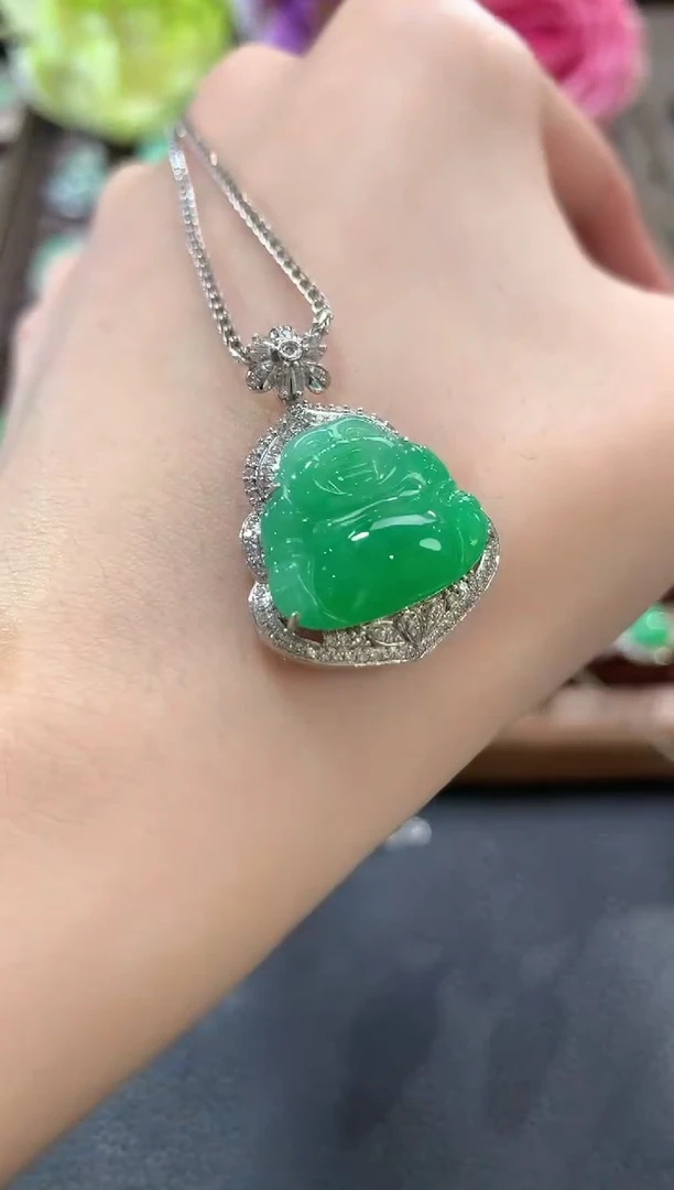 吊坠(不含链)18K金镶嵌翡翠a134