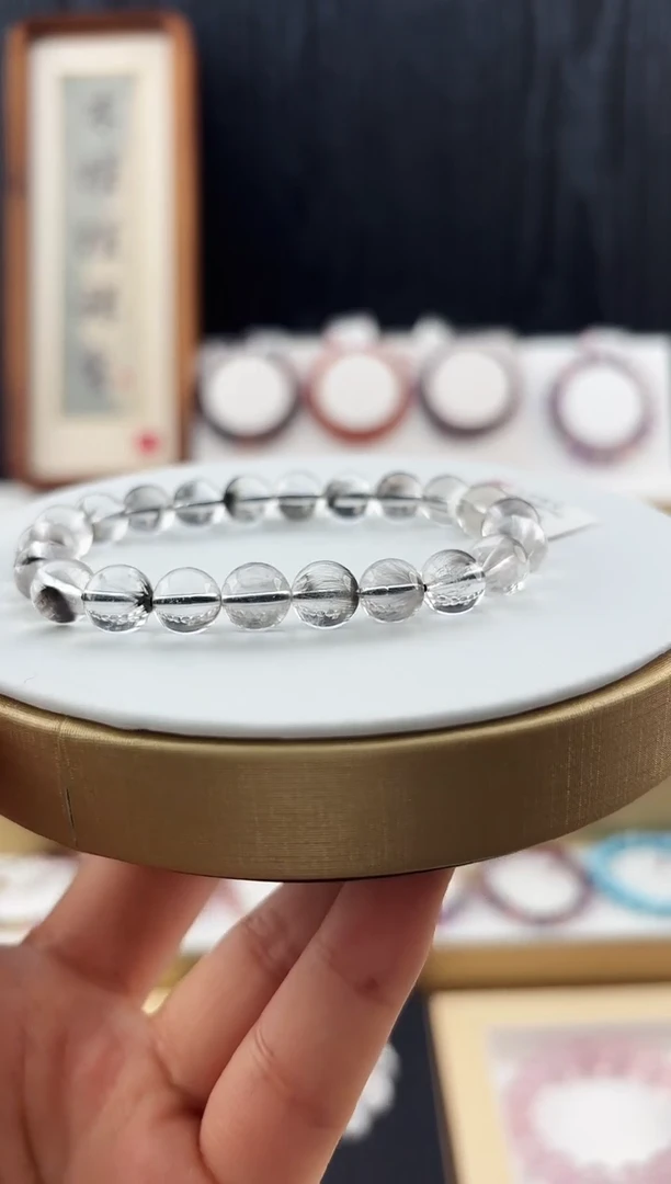 未镶嵌手串发晶MJJZBXL3848黑银钛手串8+多样性发一