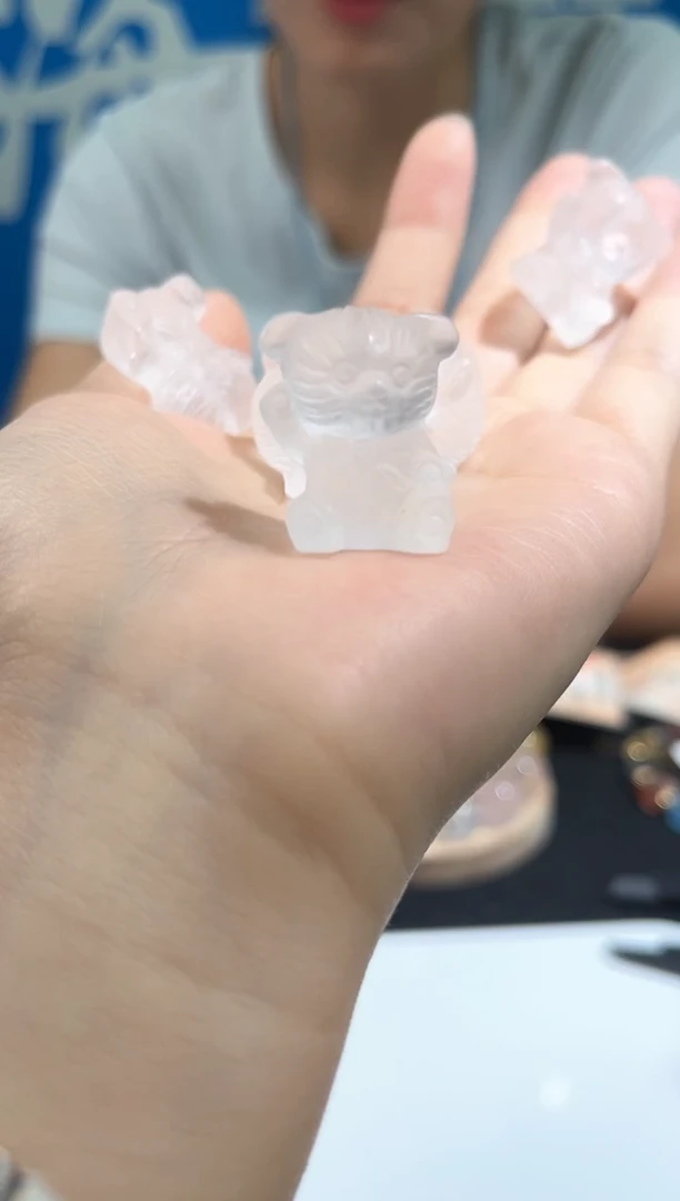 未镶嵌手链水晶19号白水晶磨砂小熊单颗配件