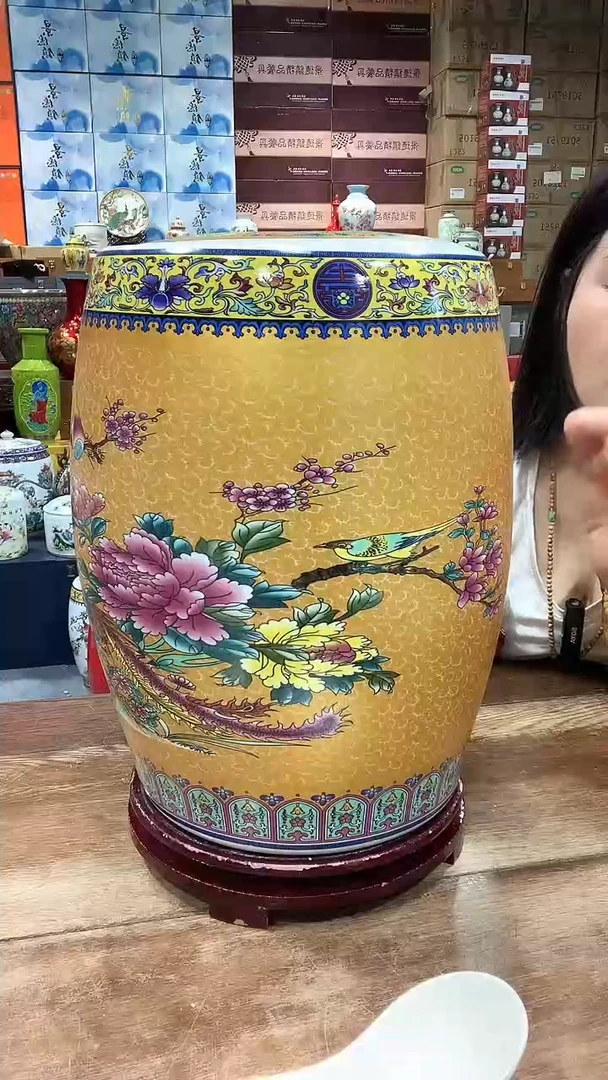摆件景德镇珐琅彩米缸