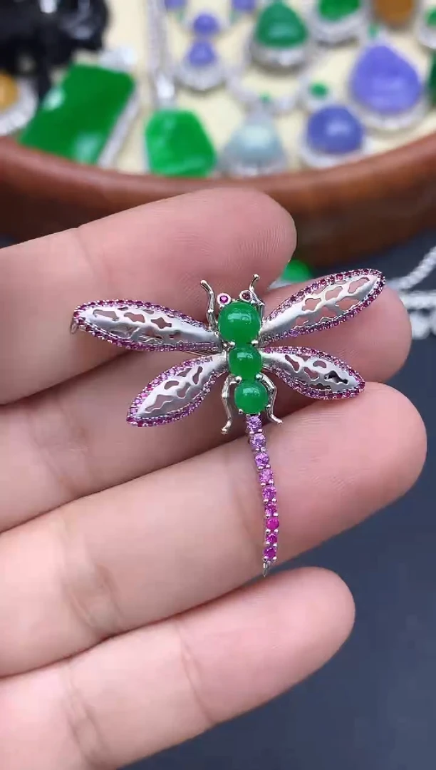 颈饰18K金镶嵌翡翠566-中国好珍宝