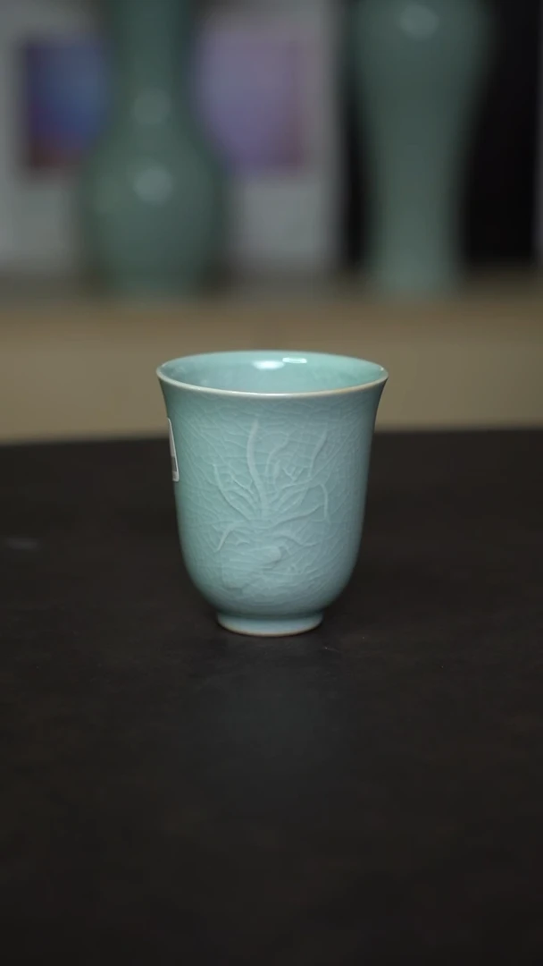 杯子瓷粉青梅兰竹菊杯