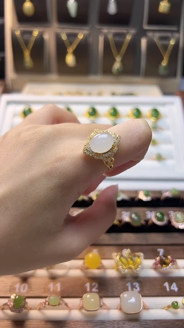 银S925镶嵌戒指和田玉 银S925镶嵌 戒指 和田玉