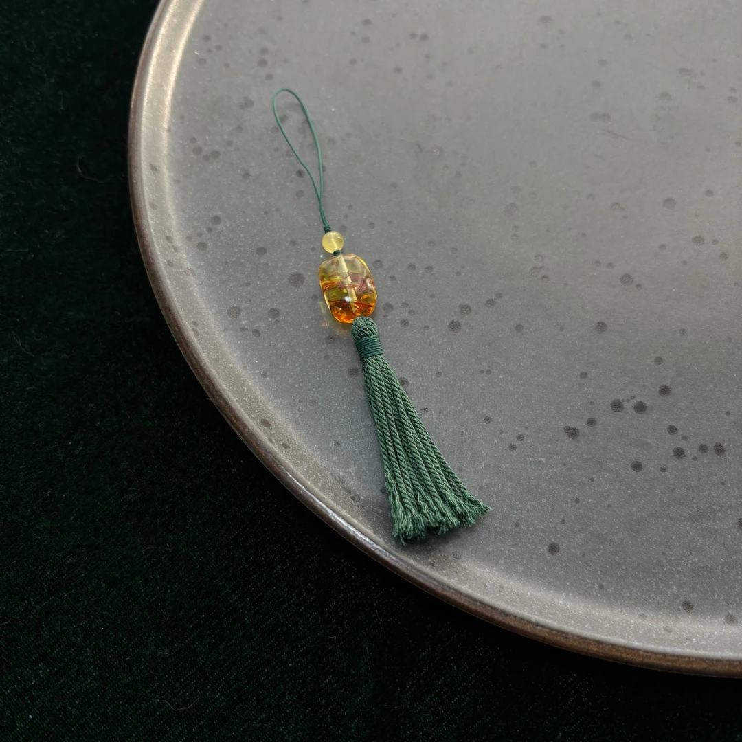 非金属布艺吊坠 古风典雅花珀手机挂