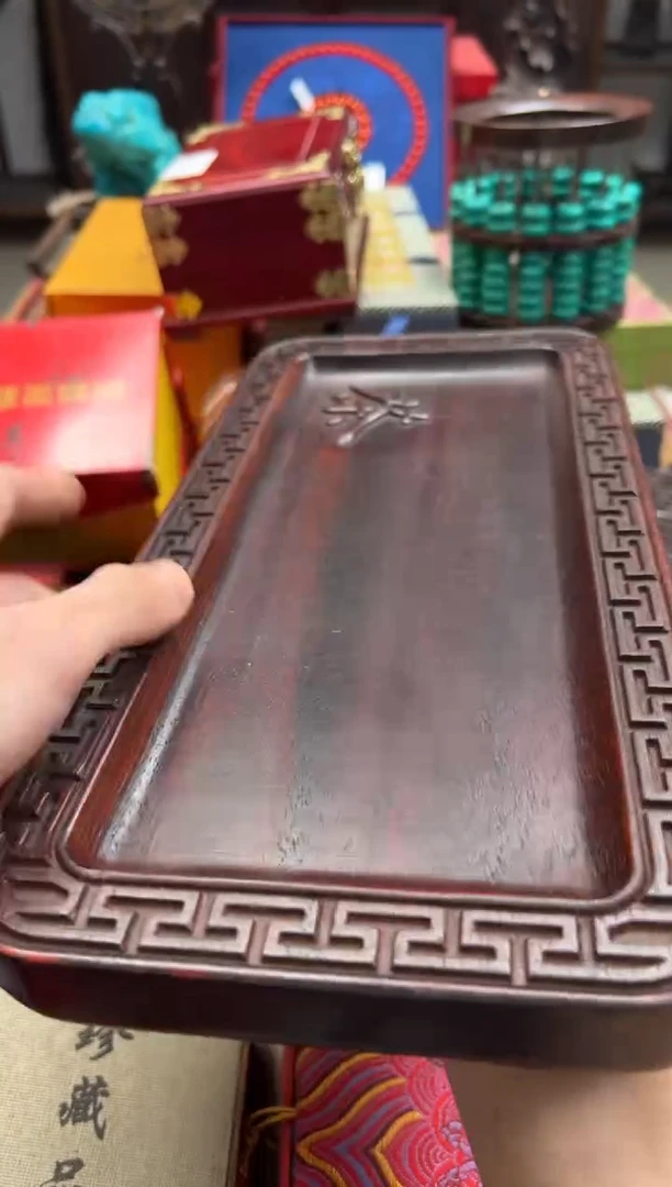 檀香紫檀（小叶紫檀）--------瓷---------茶盘