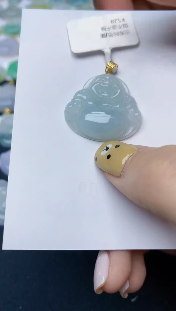 翡翠18K金镶嵌颈饰天然翡翠A货