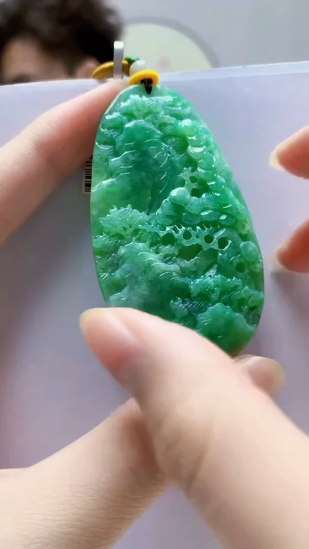 未镶嵌定制翡翠4688zm-毛货挂件山水21