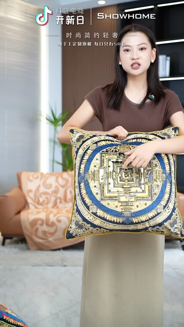化纤唐卡金色50X50