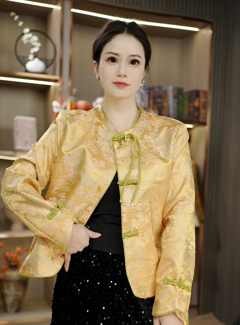 【伯虎说1186】Qing，织花新款气质百搭新中式时尚上衣