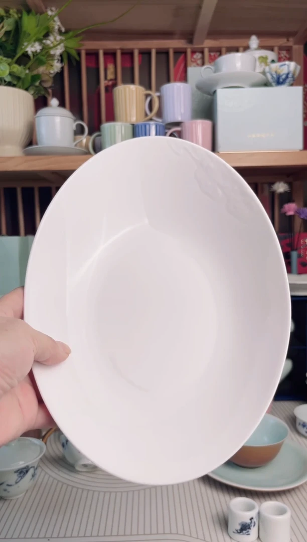 瓷片景德镇高温祥云鱼盘26CM