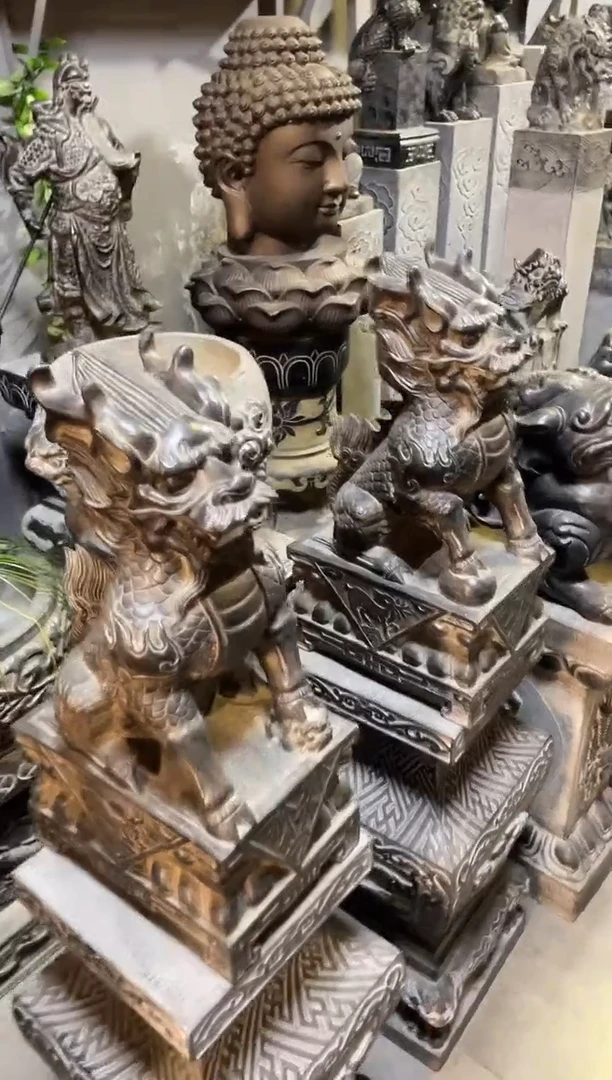 石材50麒麟一对天然青石雕刻