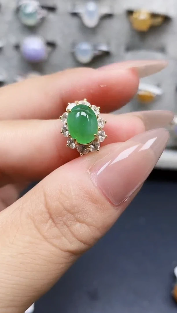 银S925镶嵌戒指翡翠2489