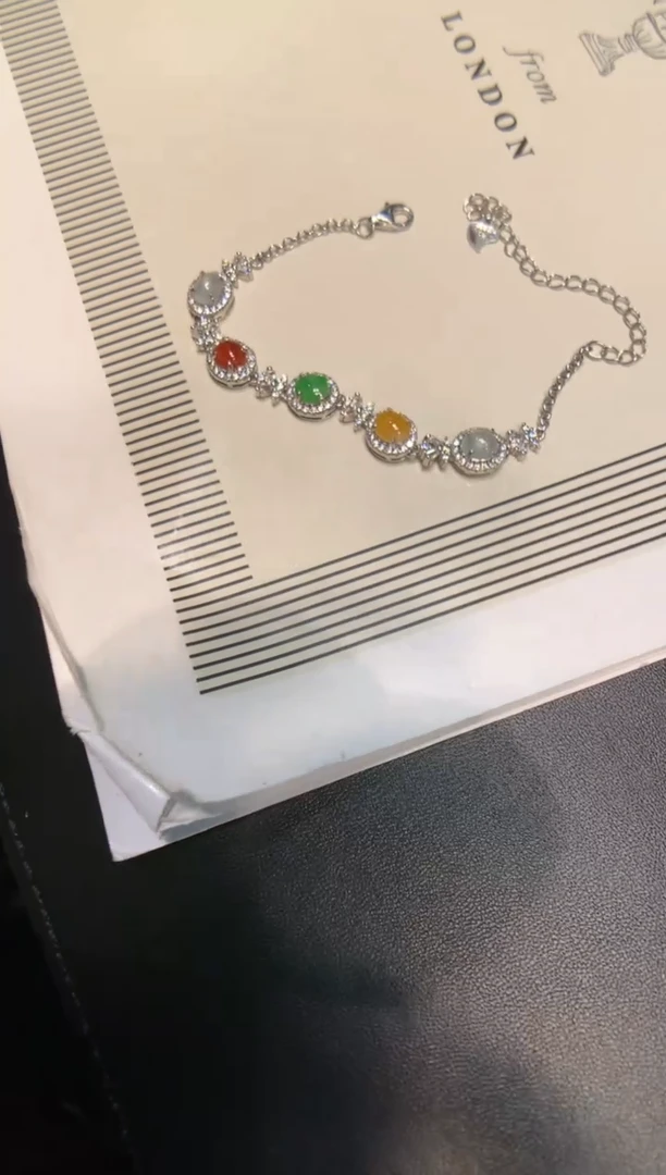 银S925镶嵌手链翡翠手链