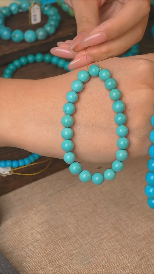 绿松石未镶嵌圆珠手串 9MM 16.6g