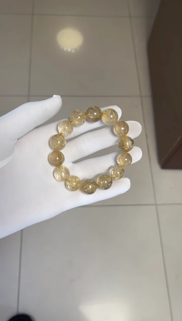 水晶手串未镶嵌金发晶孤品手串