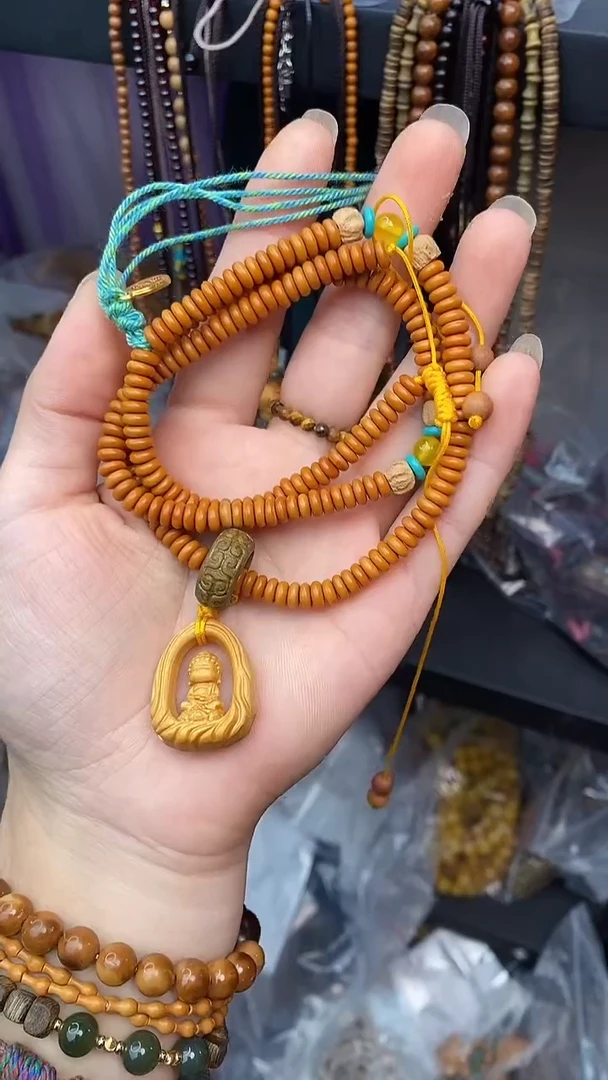 未镶嵌橄榄核手串橄榄核片珠小佛项链