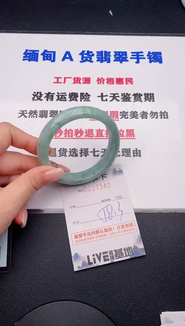 未镶嵌手镯翡翠40有纹有裂有瑕疵