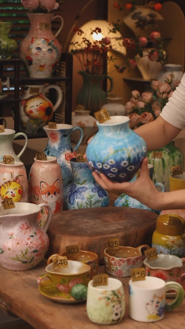 陶瓷景德镇设计师手作花器摆件侘寂风363