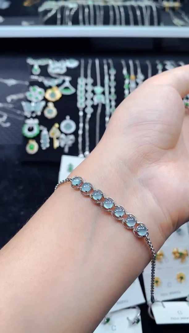 【闪购商品】翡翠手链银S925镶嵌0849