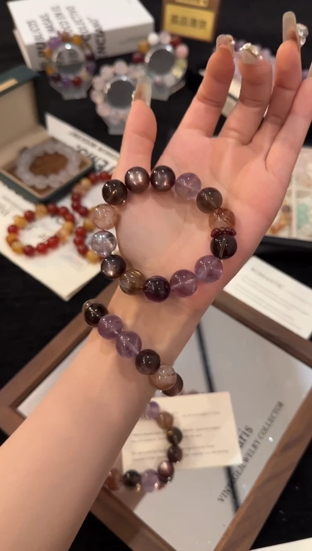 未镶嵌手链水晶紫水晶多宝x3302