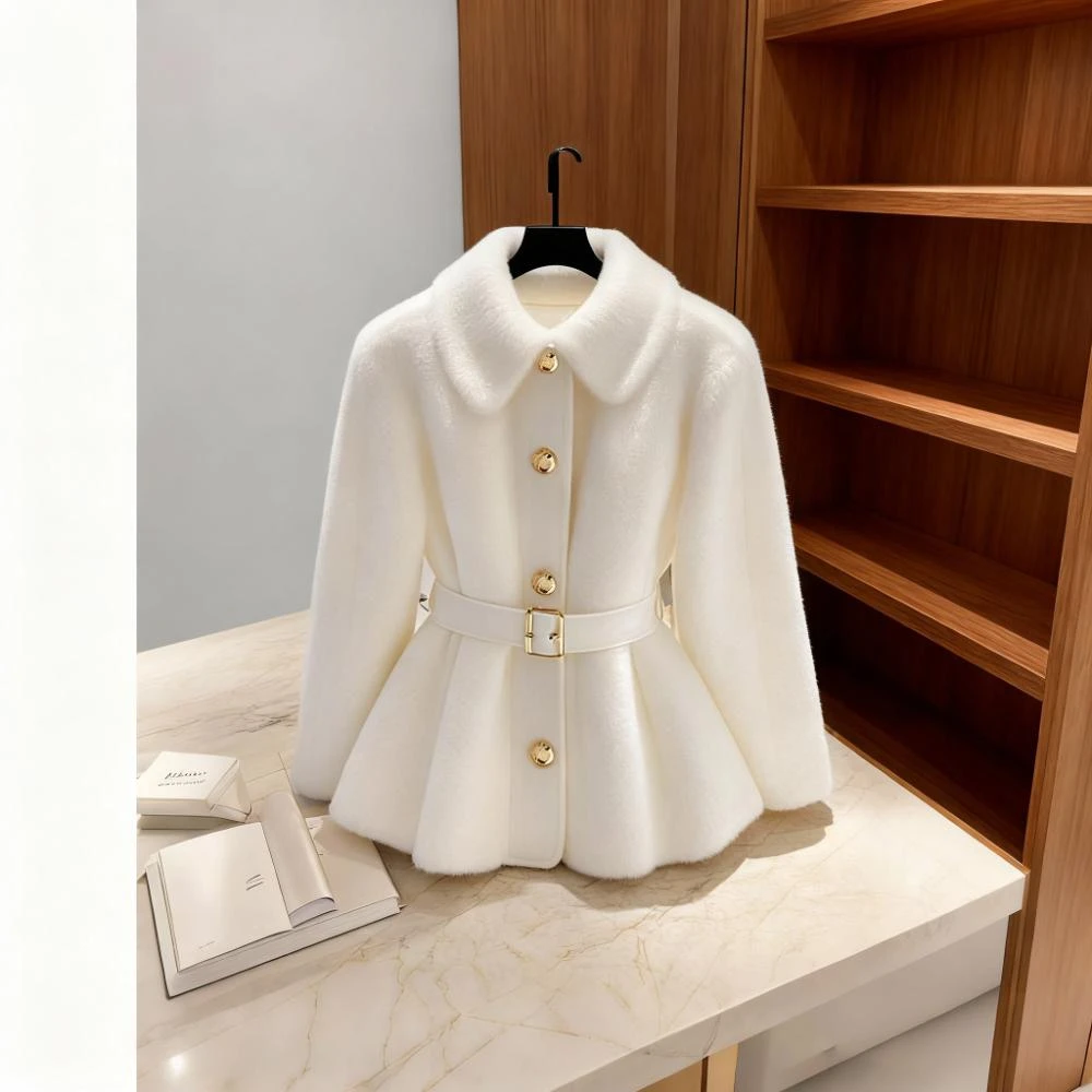 2025秋冬季新款白色小香风开衫外套女减龄漂亮洋气短款毛茸茸上衣