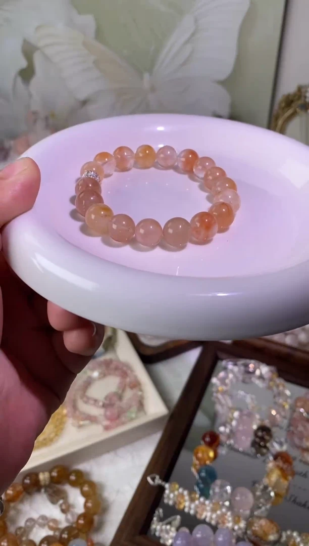 未镶嵌手链水晶橙兔毛