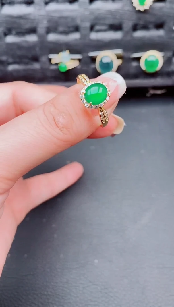 翡翠戒指银S925镶嵌天然a货翡翠171