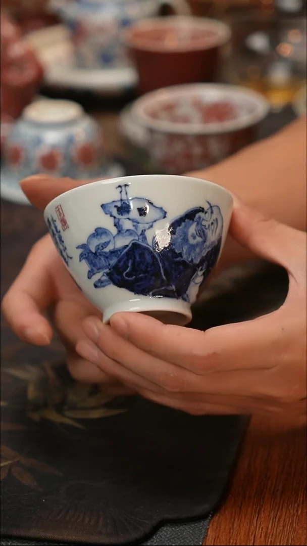 康亭守艺风**佳自在图斗笠杯
