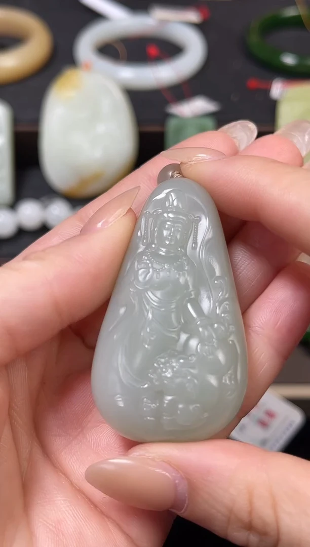 吊坠(不含链)未镶嵌和田玉且末青白 文殊822289