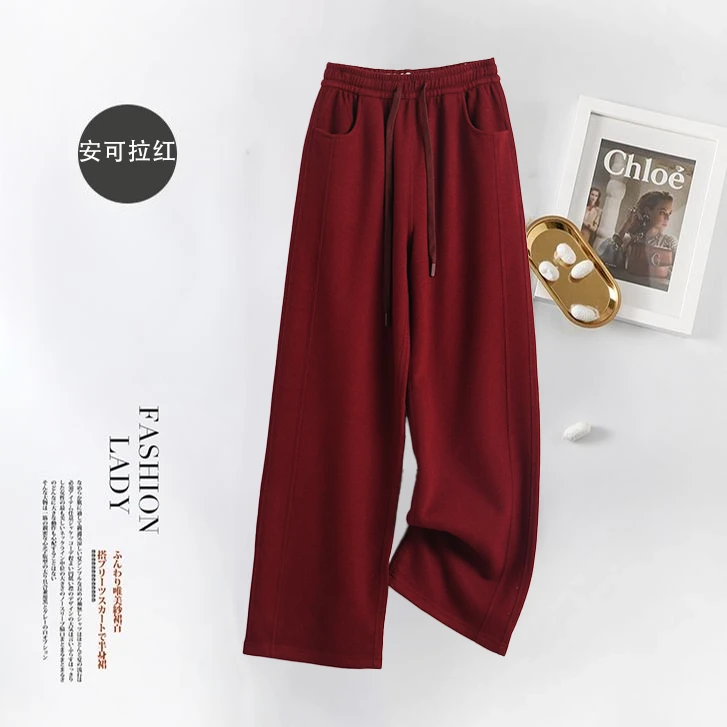 3727加绒加厚女士冬季加绒加厚垂感休闲窄版直筒裤秋冬百搭神裤