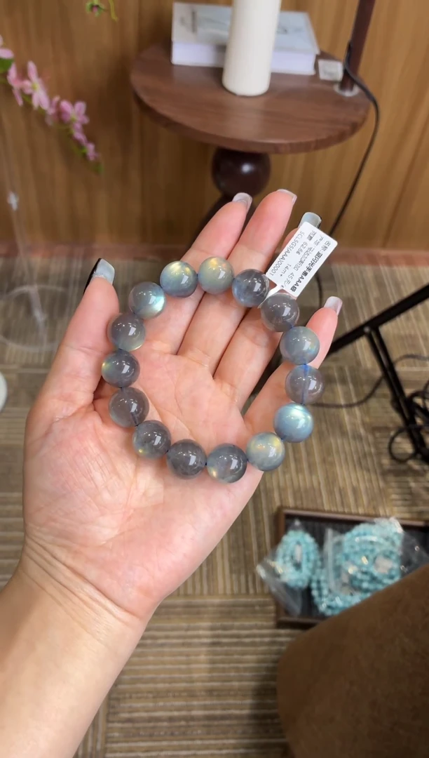 未镶嵌手串长石蓝闪光石14m+