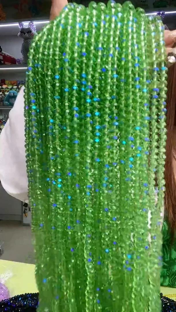 玻璃A04卡6水晶扁1条微光彩果绿色