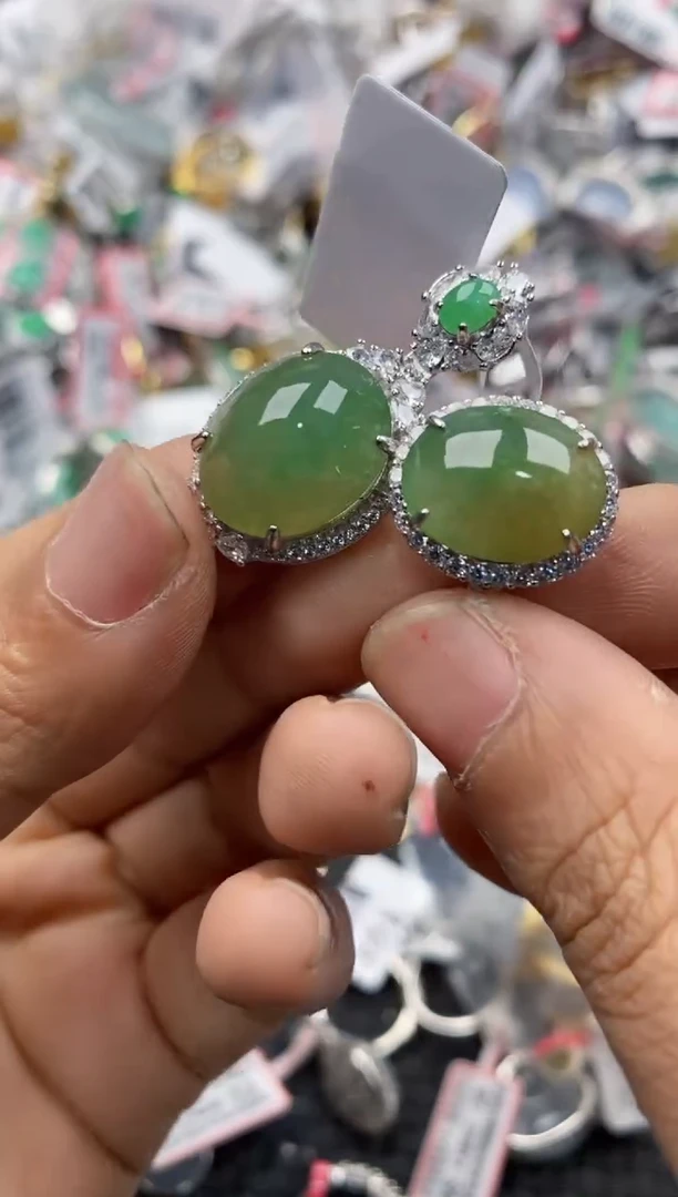 银S925镶嵌戒指翡翠4444----9