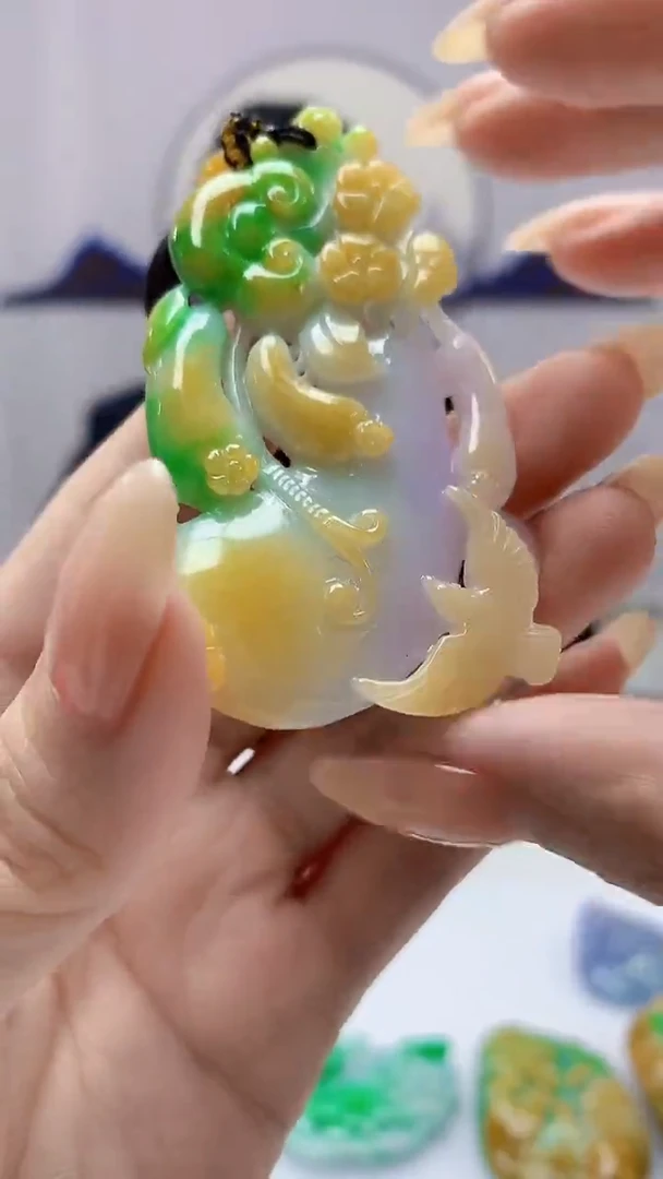 定制翡翠未镶嵌4969DD-毛货挂件86