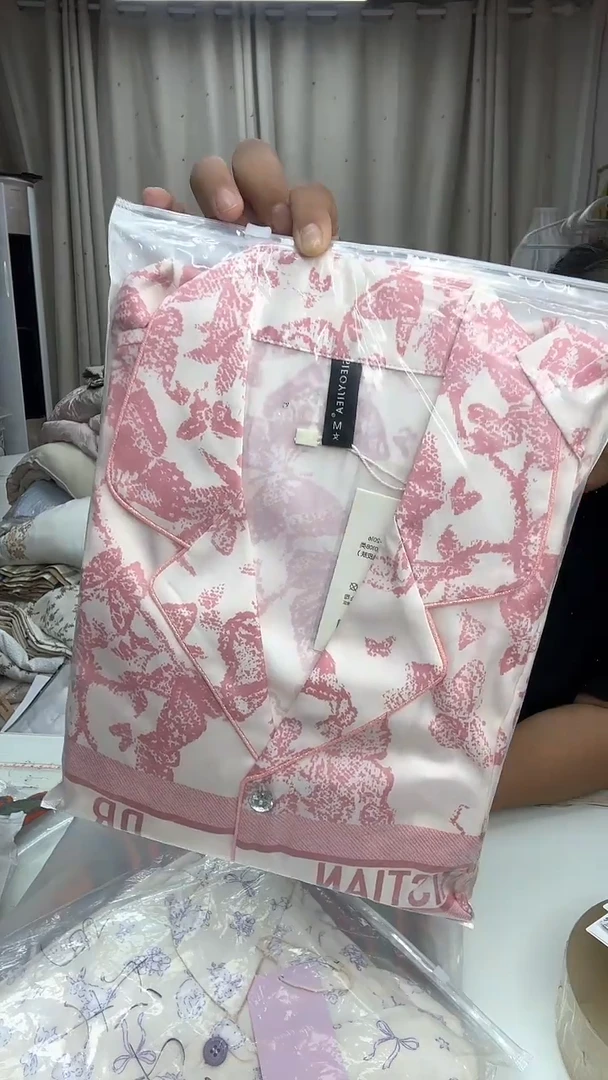 棉639粉色印花 睡衣 套装