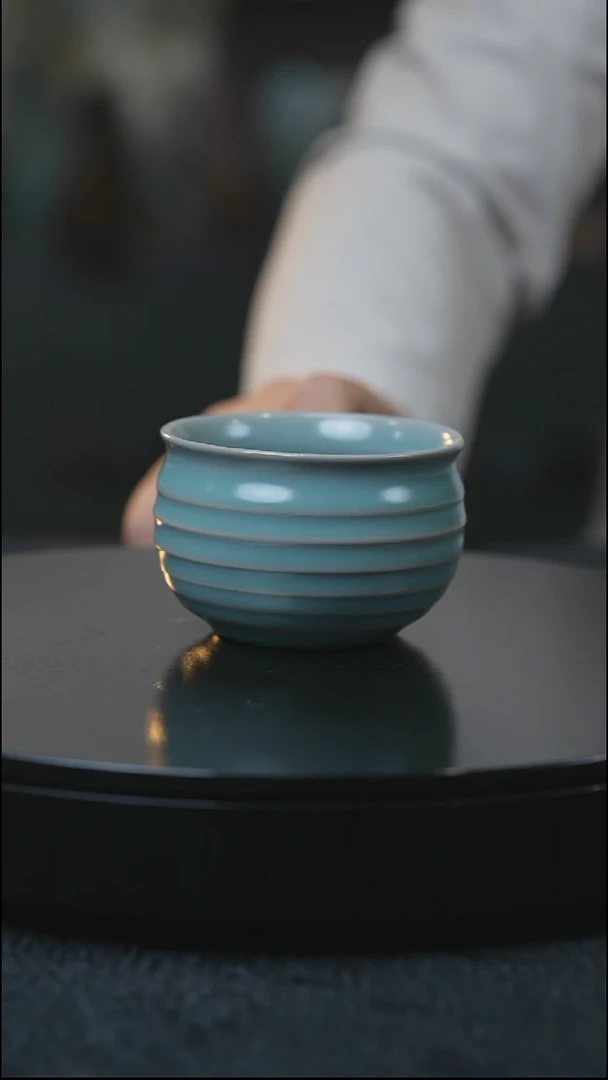炫纹杯 汝瓷 （拾汝）（天青）