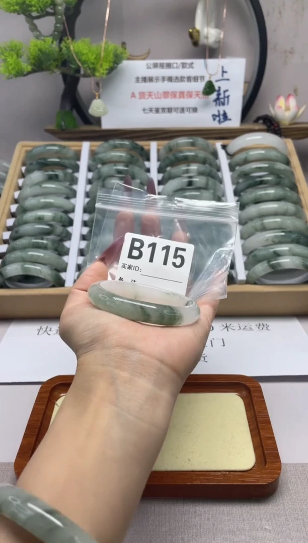 【闪购商品】石英质玉（天山翠）手镯未镶嵌b115