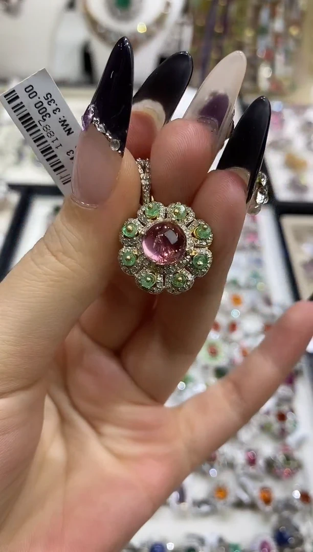 银S925镶嵌吊坠定制碧玺楚楚珠宝中古甄选不退换